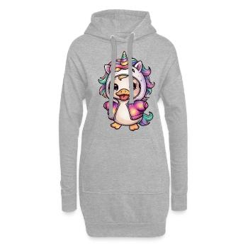 Dessin animé Kawaii Caneton avec tenue de licorne - Sweat-shirt à capuche long Femme - gris chiné - Devant