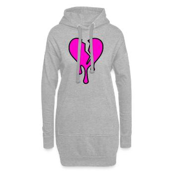 Herz Gebrochen Drip - Hoodie-Kleid - Grau meliert - Vorne