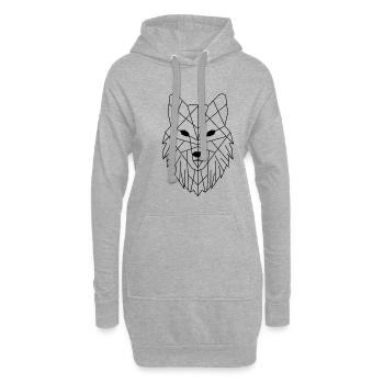 Geometrischer Wolf Polygon Waldtier - Hoodie-Kleid - Grau meliert - Vorne