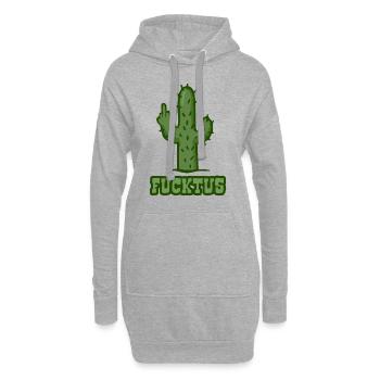 Fucktus - Fuck you Kaktus - Mittelfinger - Hoodie-Kleid - Grau meliert - Vorne