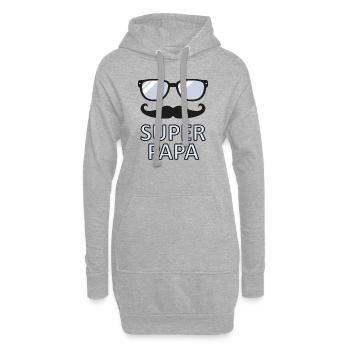 super papa - Sweat-shirt à capuche long Femme - gris chiné - Devant