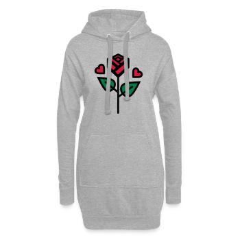 Valentinstag Rose mit Herz - Hoodie-Kleid - Grau meliert - Vorne