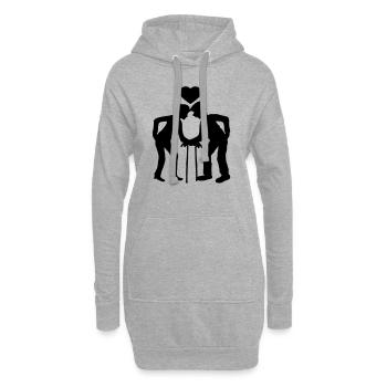 coeur homme grand-père grand-père couple amour amoureux femelle - Sweat-shirt à capuche long Femme - gris chiné - Devant
