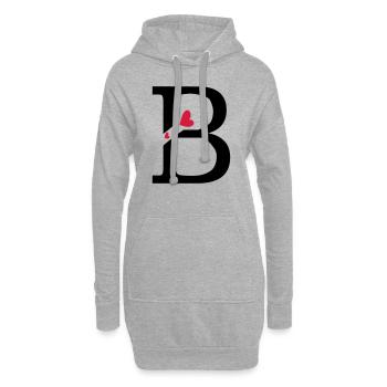 Capital lettre B avec des coeurs - Sweat-shirt à capuche long Femme - gris chiné - Devant