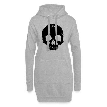 Skull - Hoodie-Kleid - Grau meliert - Vorne