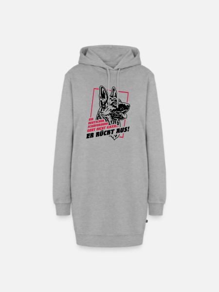 633 Ein Schäferhund geht nicht Gassi, er rückt aus - Hoodie-Kleid - Grau meliert