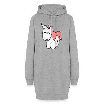 Unicorn licorne - Sweat-shirt à capuche long Femme - gris chiné - Devant