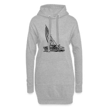 Voilier au vent - Sweat-shirt à capuche long Femme - gris chiné - Devant