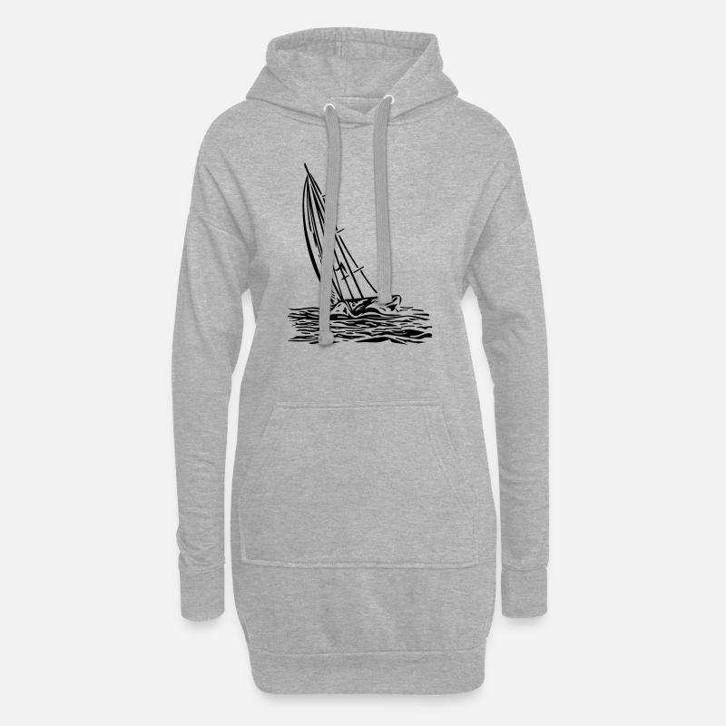 Segelboot am Wind - Hoodie-Kleid - Grau meliert