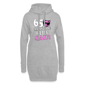 Sprüche Geburtstag Geile Sau 65 - Hoodie-Kleid - Grau meliert - Vorne