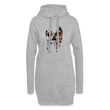 TETE DE MORT BIEN COLORE - Sweat-shirt à capuche long Femme - gris chiné - Devant