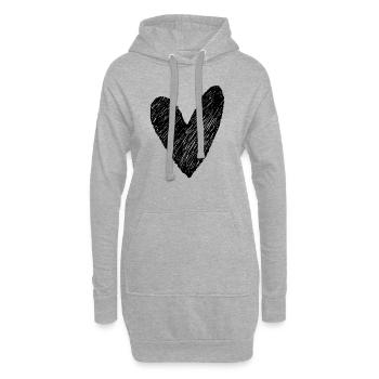 Idée cadeau peinte à la main en noir griffonné - Sweat-shirt à capuche long Femme - gris chiné - Devant