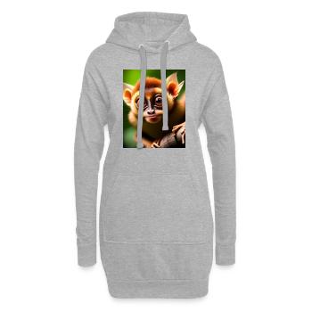 cooler lustiger süßer Koboldmaki (Tarsiidae) Waldcomic - Hoodie-Kleid - Grau meliert - Vorne