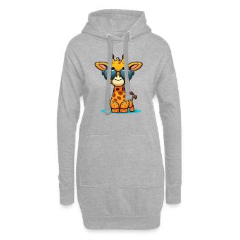 Kawaii mignonne girafe colorée heureuse avec des lunettes de soleil - Sweat-shirt à capuche long Femme - gris chiné - Devant