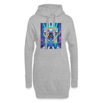Musik Hund - Hoodie-Kleid - Grau meliert - Vorne