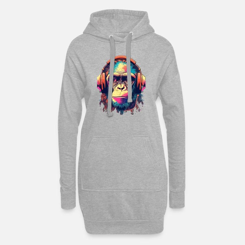 Monkey Beats - Hoodie-Kleid - Grau meliert