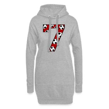 7. Geburtstag Fußball rot - Hoodie-Kleid - Grau meliert - Vorne