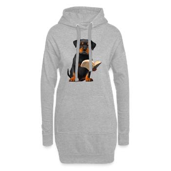 Rottweiler Book Reading Dogs Rottweiler Puppy Dog - Hoodie Dress - heather grey - Front