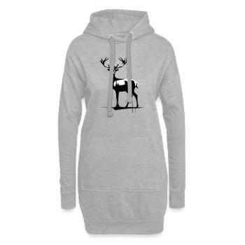 Hirsch StreetArt Kontrast - Hoodie-Kleid - Grau meliert - Vorne