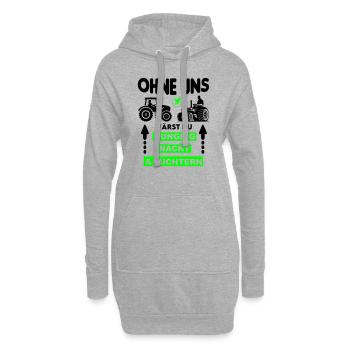 Bauer Hungrig Nackt Nüchtern Protest - Hoodie-Kleid - Grau meliert - Vorne
