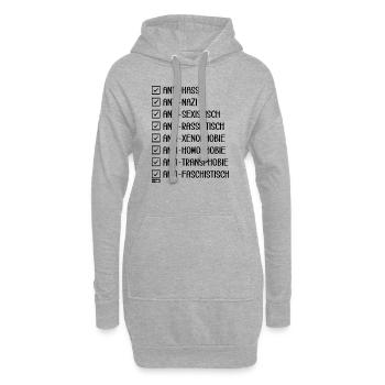 Unity & Respect: Für Gleichheit und gegen Hass - Hoodie-Kleid - Grau meliert - Vorne