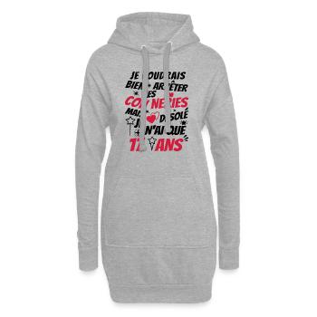 j'ai 17 ans / idée cadeau anniversaire / 17 ans - Sweat-shirt à capuche long Femme - gris chiné - Devant