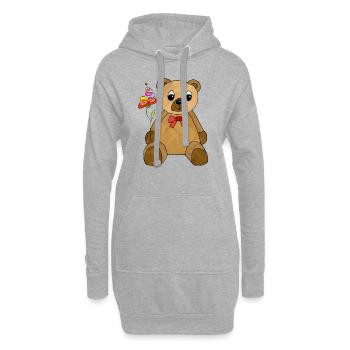 Teddybär - Hoodie-Kleid - Grau meliert - Vorne