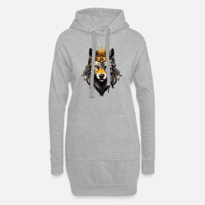 Wolf Tier Krone - Hoodie-Kleid - Grau meliert