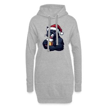 Panther Weihnachten Bier - Hoodie-Kleid - Grau meliert - Vorne