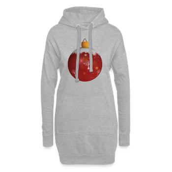 boule de noël rouge - Sweat-shirt à capuche long Femme - gris chiné - Devant
