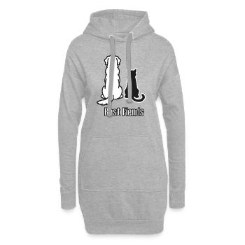 Chien et chat - Conception « Best Fiends » - Sweat-shirt à capuche long Femme - gris chiné - Devant