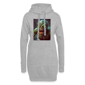 Mutant Monster halb Mensch halb Insekt Dark Horror - Hoodie-Kleid - Grau meliert - Vorne