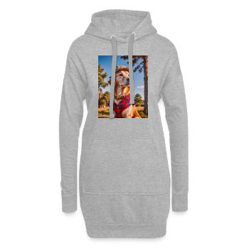 Golden Retriever trägt ein rotes Holzfällerhemd - Hoodie-Kleid - Grau meliert - Vorne