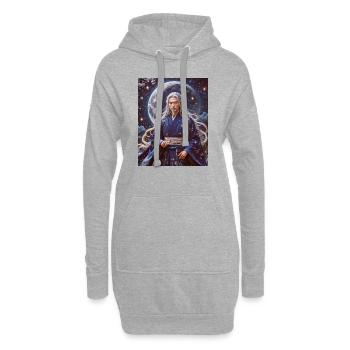 Tsukuyomi Gelassener Mondgott mit silbernem Haar - Hoodie-Kleid - Grau meliert - Vorne