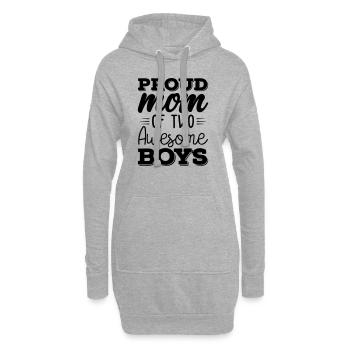 Fière maman de deux garçons géniaux - Sweat-shirt à capuche long Femme - gris chiné - Devant