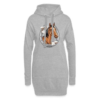 Tête de cheval dans un cadre en forme de fer à cheval - Sweat-shirt à capuche long Femme - gris chiné - Devant