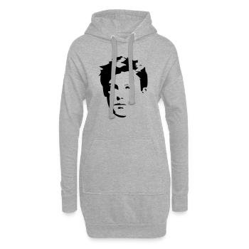 Rimbaud - Sweat-shirt à capuche long Femme - gris chiné - Devant