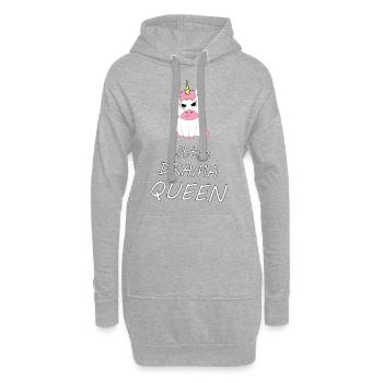 Einhorn Unicorn little Drama Queen witziges Shirt - Hoodie-Kleid - Grau meliert - Vorne