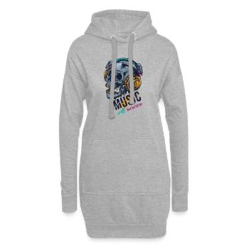 Tête de mort Rocker Club Musique Band Skull Écouteurs - Sweat-shirt à capuche long Femme - gris chiné - Devant