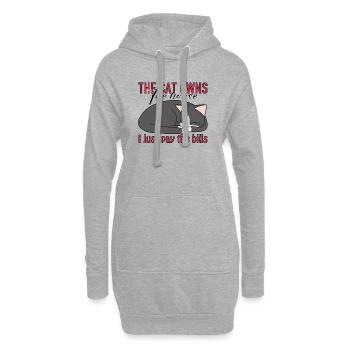 Niedliche grau-weiße Katze - Hoodie-Kleid - Grau meliert - Vorne