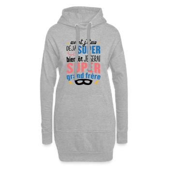 Annonce Grossesse Futur Super Grand Frère Garçon - Sweat-shirt à capuche long Femme - gris chiné - Devant