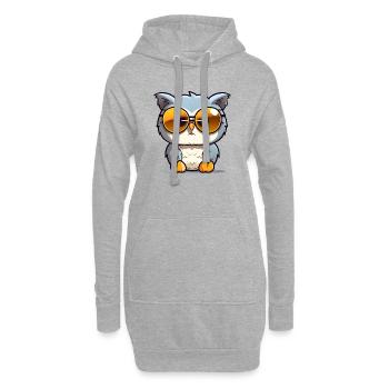 Little cute owl wearing sunglasses. - Hoodie Dress - heather grey - Front