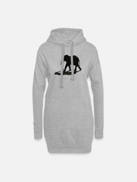 Elefanten-Silhouette - Hoodie-Kleid - Grau meliert