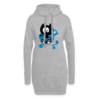 C'est l'heure du bain ! humour chat qui se baigne - Sweat-shirt à capuche long Femme - gris chiné - Devant