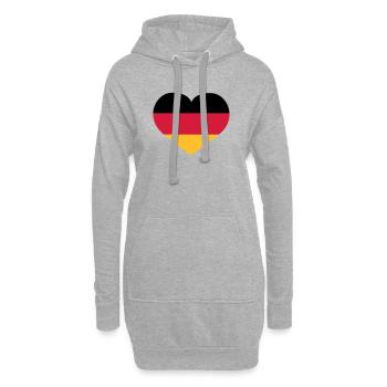 Deutschland Herz | Herz | Heart - Sweat-shirt à capuche long Femme - gris chiné - Devant