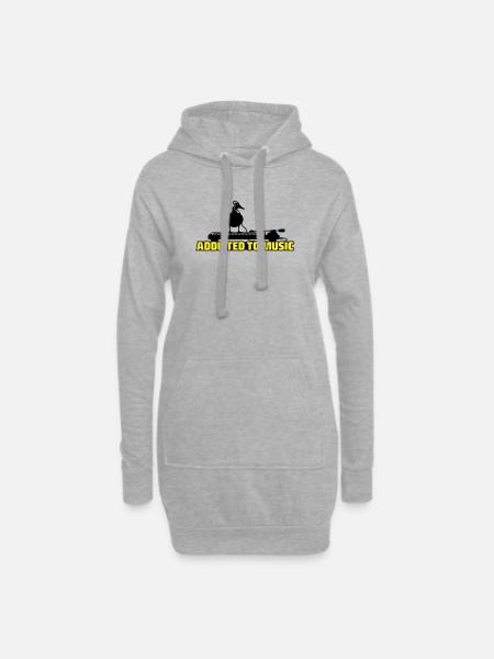 addicted to music - DJ music - Hoodie Dress - heather grey