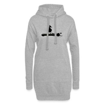 disco duck turntable - Sweat-shirt à capuche long Femme - gris chiné - Devant