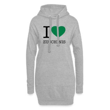 I LOVE ZUCCHINIS Zucchini Gemüse - Hoodie-Kleid - Grau meliert - Vorne