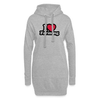 I love farming - Sweat-shirt à capuche long Femme - gris chiné - Devant