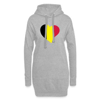 Coeur belge - Sweat-shirt à capuche long Femme - gris chiné - Devant